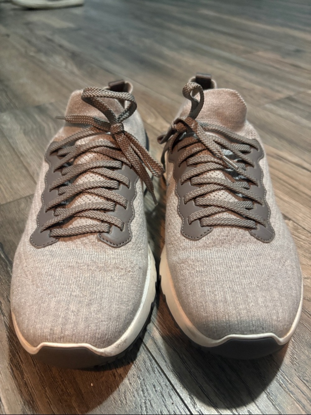 Brunello Cucinelli Men's Knit Sneakers - Light Gray